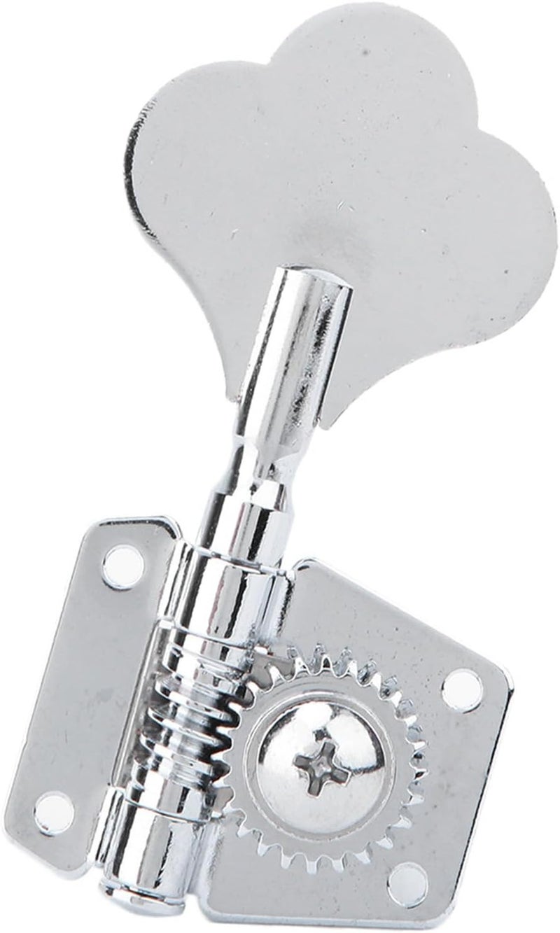 Kodrily Bass Tuners, Steel Bass Tuning Pegs, Right Electric Bass Machine Heads, Silver Vintage Open Gear Bass Tuners with Installing Round Cover and 4 Screws, 1Pcs - Image 2